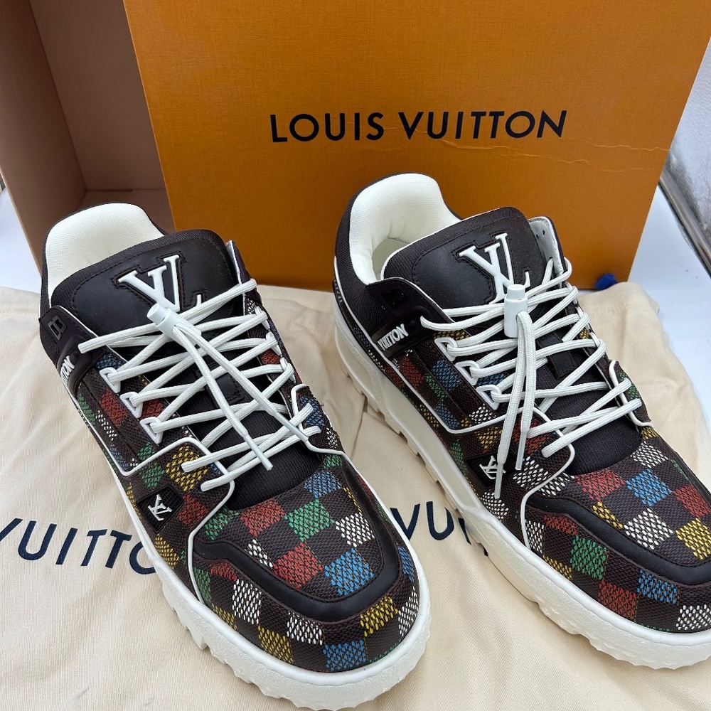 Men’s Louis Vuitton, LV trainer sneakers, Damier pattern Virgil Abloh size 10